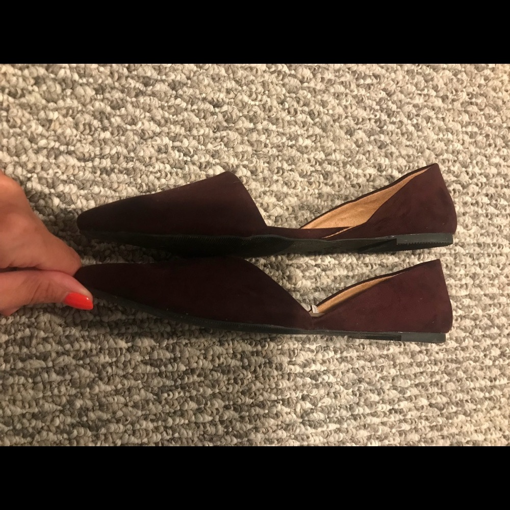 Maroon suede flats